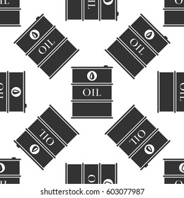 Barrel oil icon seamless pattern on white background. Vector Illustration