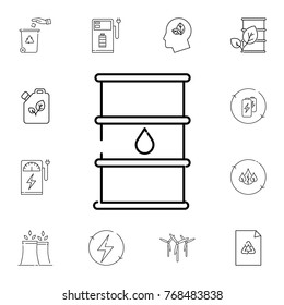 barrel oil icon. Set of ecology sign icons. Signs, outline eco collection, simple thin line icons for websites, web design, mobile app, info graphics on white background