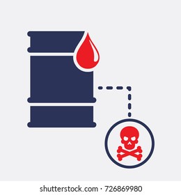 Barrel Oil Icon and Toxic Symbol. Flat Isolated Graphic Vector Sign