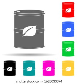barrel of oil and a leaf of a plant multi color style icon. Simple glyph, flat vector of ecology icons for ui and ux, website or mobile application
