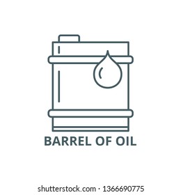 Barrel of oil line icon, vector. Barrel of oil outline sign, concept symbol, flat illustration