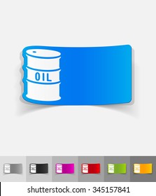 barrel of oil paper sticker with shadow. Vector illustration