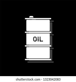 Barrel oil. White flat simple icon with shadow