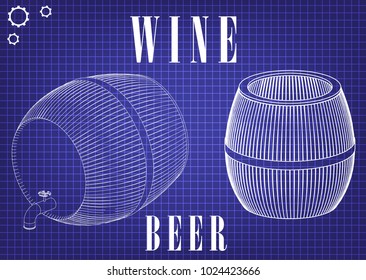 Barrel on a blue background. 3d model