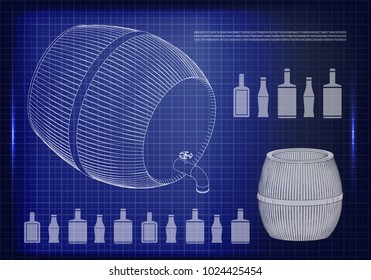 Barrel on a blue background. 3d model