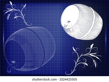 Barrel on a blue background. 3d model