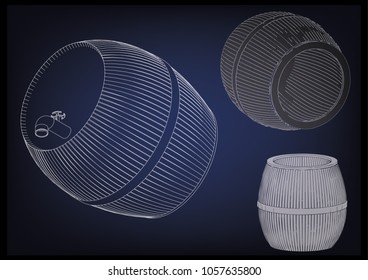 Barrel on a blue background. 3d model