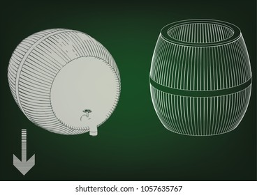 Barrel on a green background. 3d model