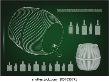 Barrel on a green background. 3d model