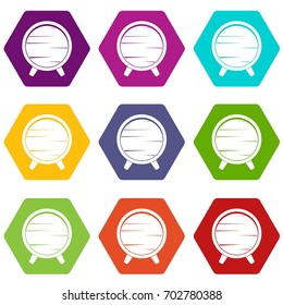Barrel on legs icon set many color hexahedron isolated on white vector illustration