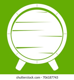 Barrel on legs icon white isolated on green background. Vector illustration