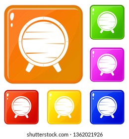 Barrel on legs icons set collection vector 6 color isolated on white background