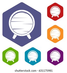 Barrel on legs icons set hexagon isolated vector illustration