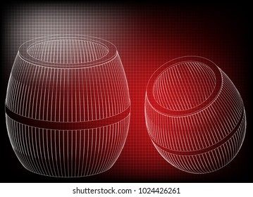 Barrel on a red background. 3d model