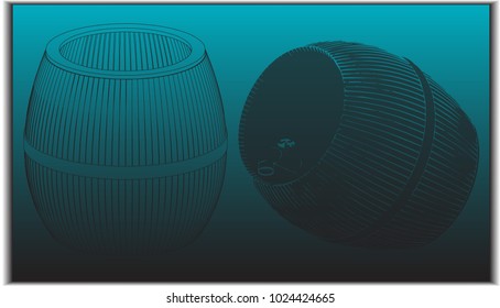 Barrel on a turquoise background. 3d model