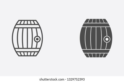 Barrel outline and filled vector icon sign symbol