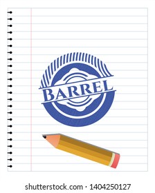 Barrel pen effect. Blue ink. Vector Illustration. Detailed.