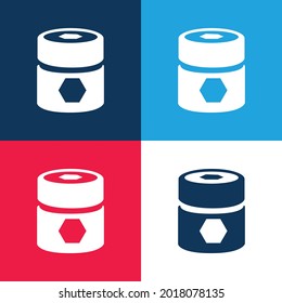 Barrel With Pentagons blue and red four color minimal icon set
