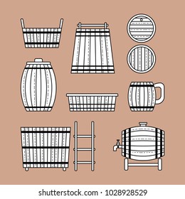 Barrel products. Vector illustration. Flat objects isolated