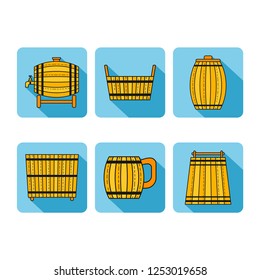 Barrel products. Vector illustration. Flat objects for site, shop, business.