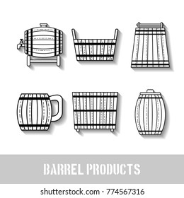 Barrel products. Vector illustration. Flat objects isolated
