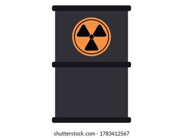 Barrel with radioactive waste on white background.