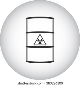 Barrel with radioactive waste simple icon  on round background