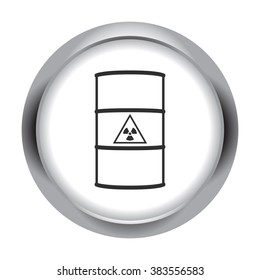 Barrel with radioactive waste simple icon  on round background