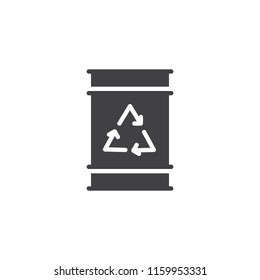 Barrel with recycle arrows vector icon. filled flat sign for mobile concept and web design. Environment, ecology simple solid icon. Symbol, logo illustration. Pixel perfect vector graphics