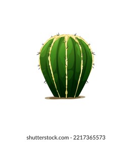 Barrel shape cactus isolated succulent scandinavian indian cacti. Vector prickly flower plant, desert decoration element, western opuntia tropical botanical cactus. Tropical spiky cactus sharp thorns