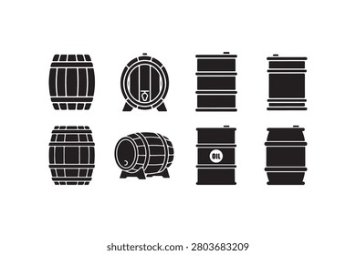 Barrel Silhouette Collection Vector Set