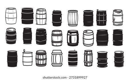 barrel silhouette white background vector