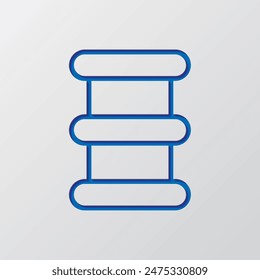 Barrel simple icon vector. Flat design. Paper cut design. Cutted blue symbol with shadow. Gray background.ai