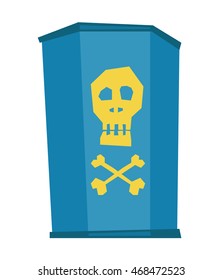 Barrel with skull and bones vector flat design illustration isolated on white background.