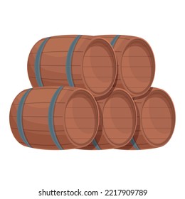 Barrel stack icon cartoon vector. Drink bar. Winery cellar