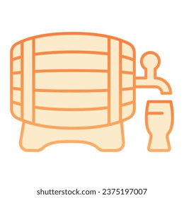 Barrel with tap flat icon. Wooden keg with tap orange icons in trendy flat style. Brewery gradient style design, designed for web and app. Eps 10