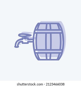 Barrel with Tap Icon in trendy two tone style isolated on soft blue background