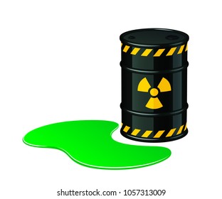 Barrel of toxic waste. Radioactive waste vector illustration