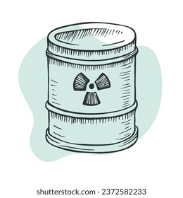 Barril para residuos tóxicos. Piloto vectorial en estilo de esbozo.