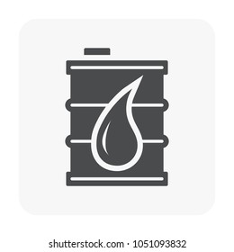 Barrel unit with drum container vector icon. Steel metal tank with standard size of volume for storage, transport fossil fuel or liquid petroleum material i.e. crude oil, gasoline, diesel or lubricant