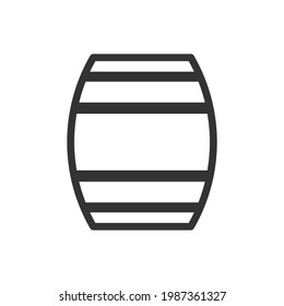 Barrel vector icon. Beer and wine wood keg container symbol. Whiskey and rum brewery sign. Simple shape alcohol drink logo.