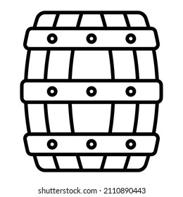 Barrel Vector Outline Icon Isolated On White Background
 