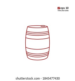 Barrel - vector thin line icon on white background. Symbol for web, infographics, print design and mobile UX/UI kit. Vector illustration, EPS10.