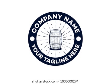Barrel vector vintage round badges, emblems, labels or logos
