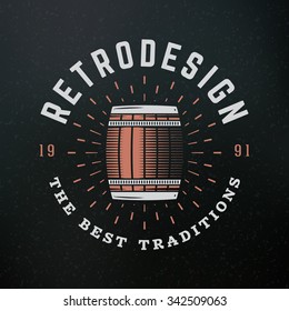 Barrel. Vintage Retro Design Elements for Logotype, Insignia, Badge, Label. Business Sign Template. Textured Background