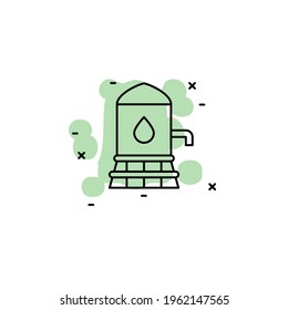 Barrel, water with color shadow vector icon in agriculture set