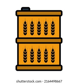 Barrel With Wheat Symbols Icon. Editable Bold Outline With Color Fill Design. Vector Illustration.