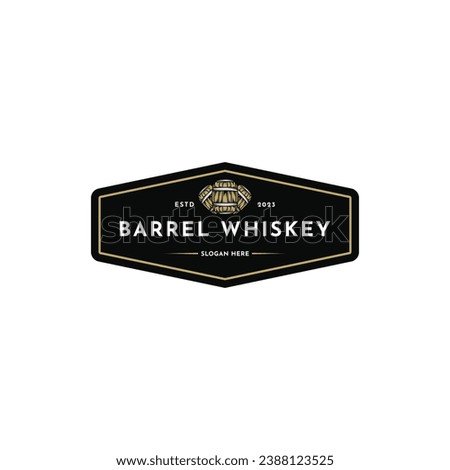 barrel whiskey bar logo design vintage retro