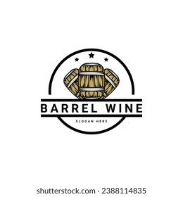 Barrel whiskey logo design vintage retro style