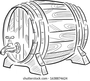 Barrel of wine or beer. Beverage or drink vector isolated illustration on white background. Concept for logo, menu, icon